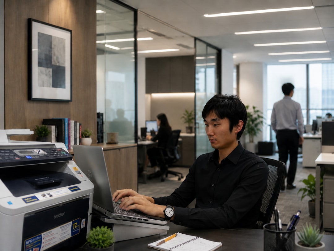 corporate workplace computer desk