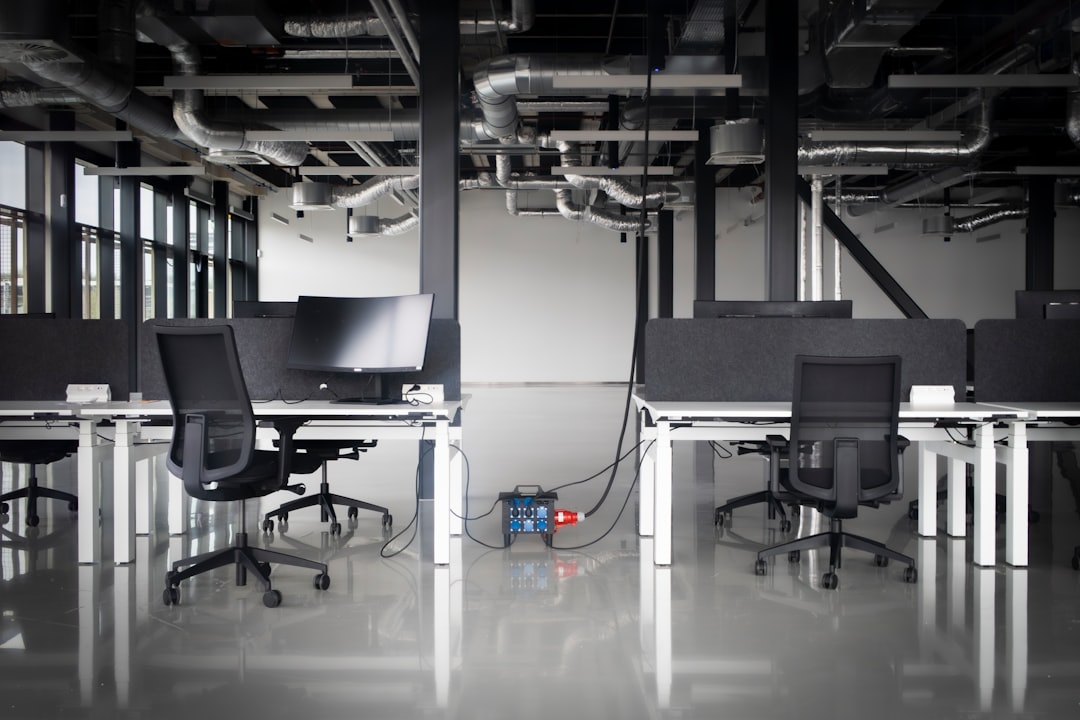 modern empty office desks